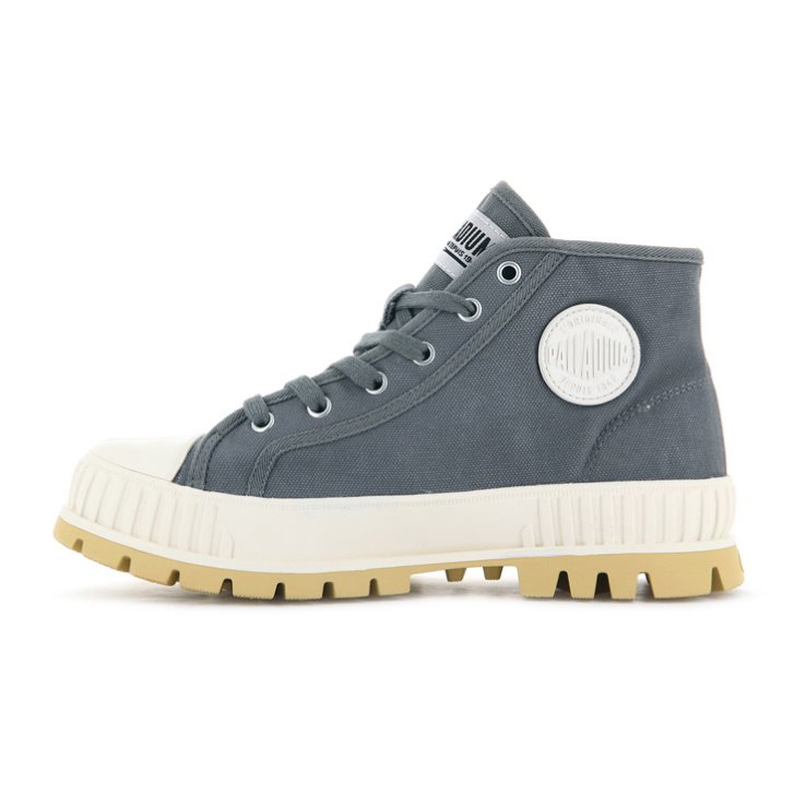 Palladium Pallashock Mid OG High Tops Women's Sneakers Blue | UK N190-JCN